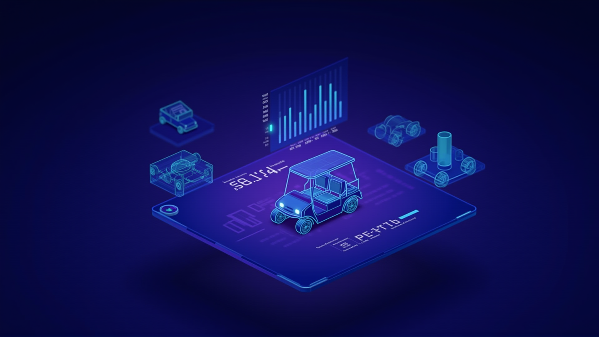 E-commerce AI analysis dashboard with holographic product displays and data visualization